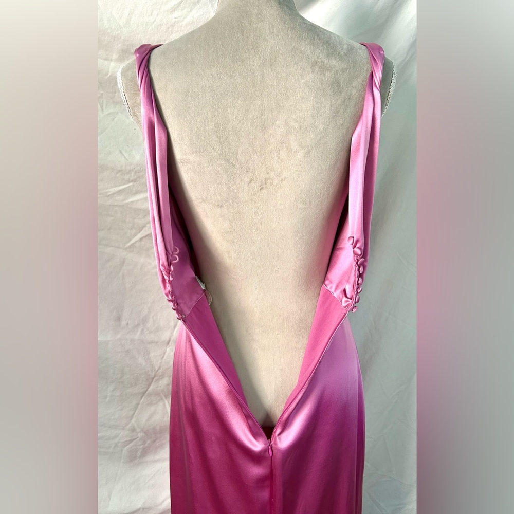 Badgley Mischka Rose Pink Knotted Silk Gown, Size 10 - Picture 14 of 16